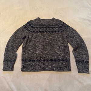 J. Crew Fair Isle Gray Black Patterned Wool Sweater